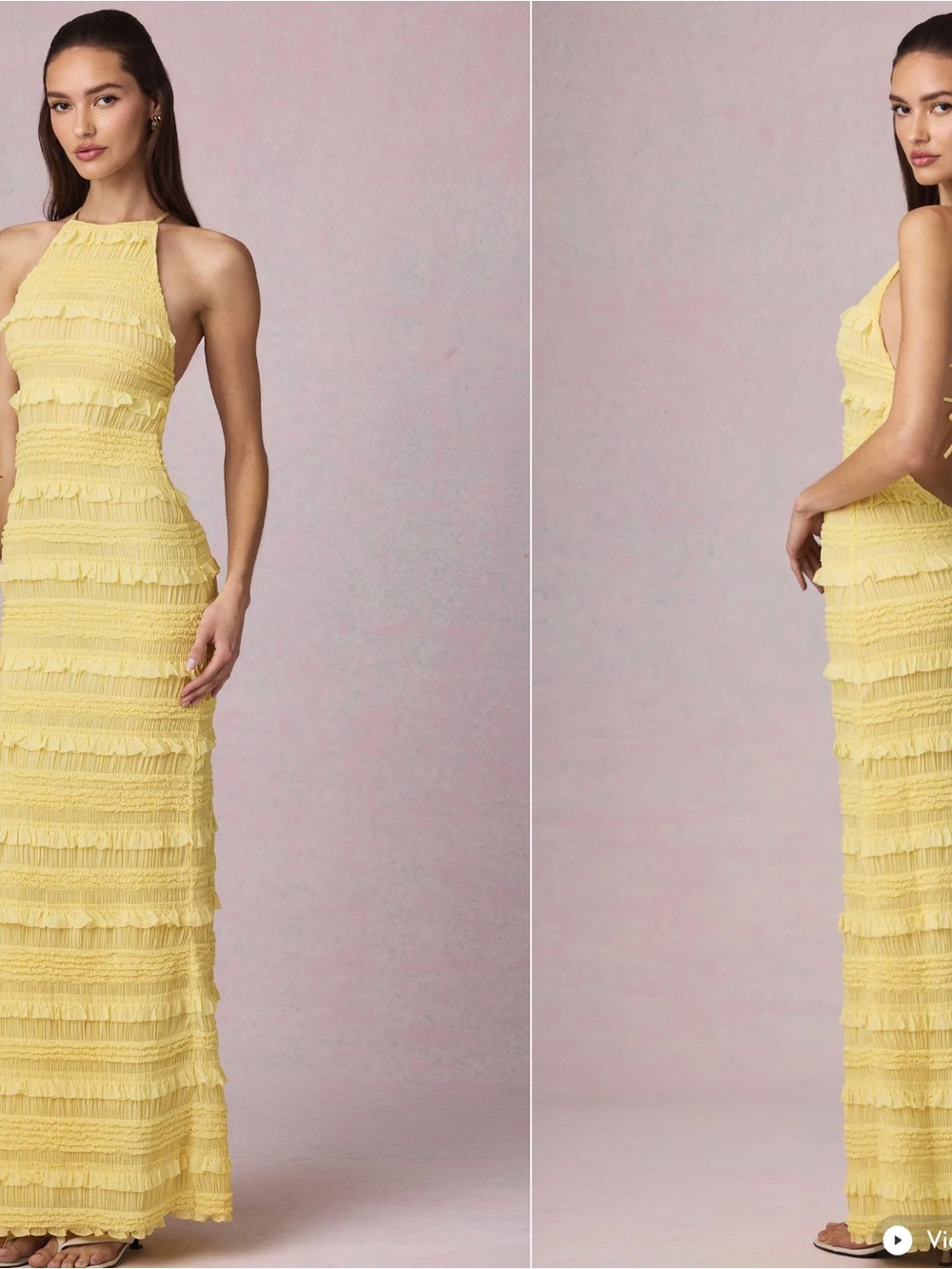 Oh Polly Yellow Ruffled Halter Maxi Dress